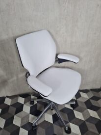 Humanscale Freedom White Leather Chrome Fully Loaded 