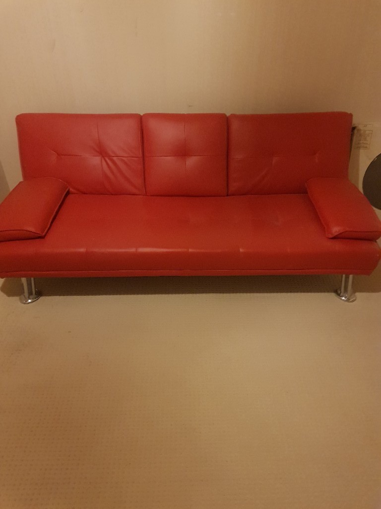 Red leather sofa bed in Stockwood, Bristol Gumtree