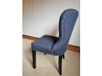 8 Coachhouse black dining chairs with stud detail in good condition