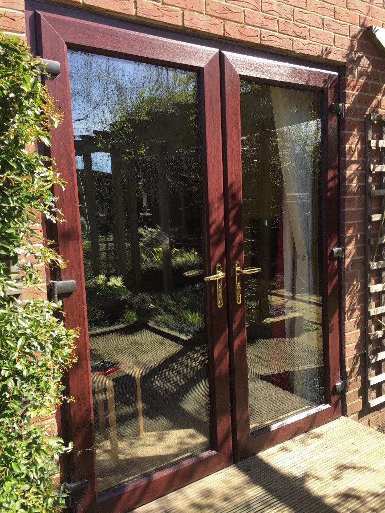 UPVC Rosewood Patio Doors 1760mm x 2100mm available from 4 May in