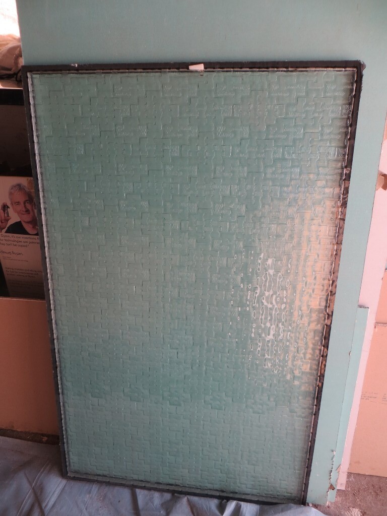 Double glazed frosted glass panel 'digital' pattern in Bearsden