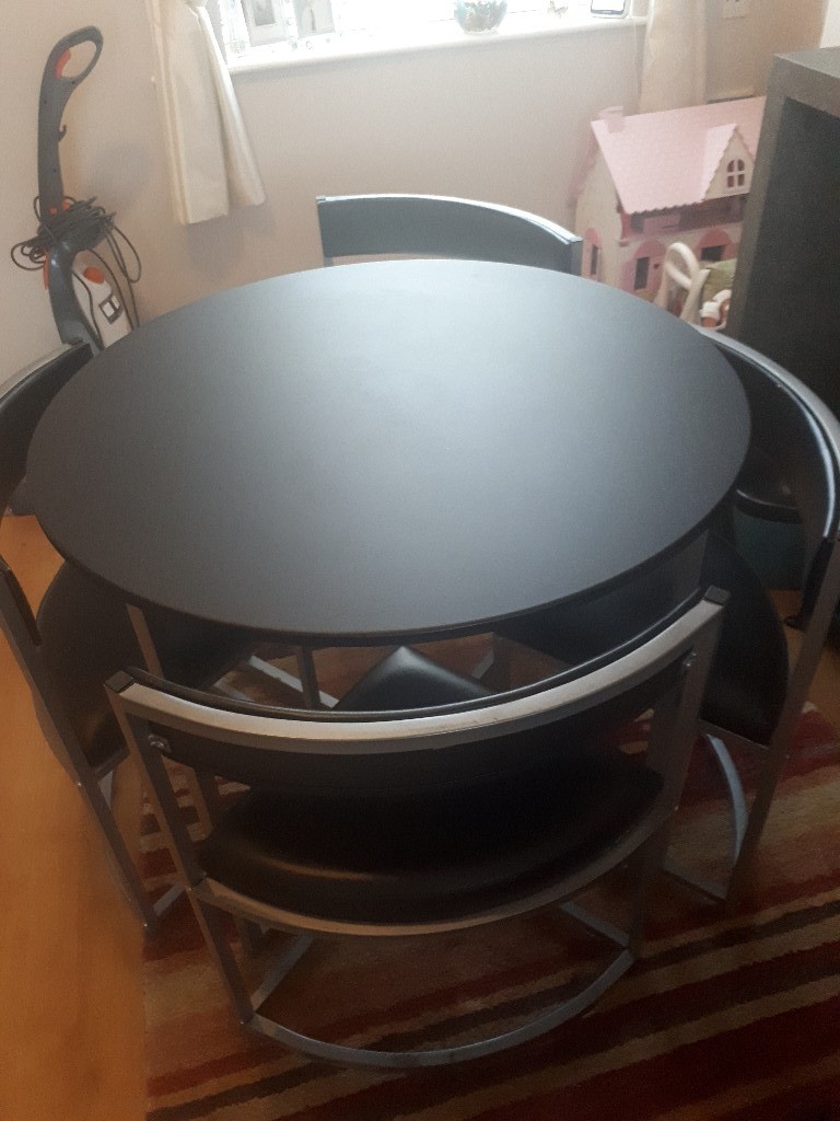 Small Table Chairs Bkack Silver Good Condition In Stockton On Tees County Durham Gumtree