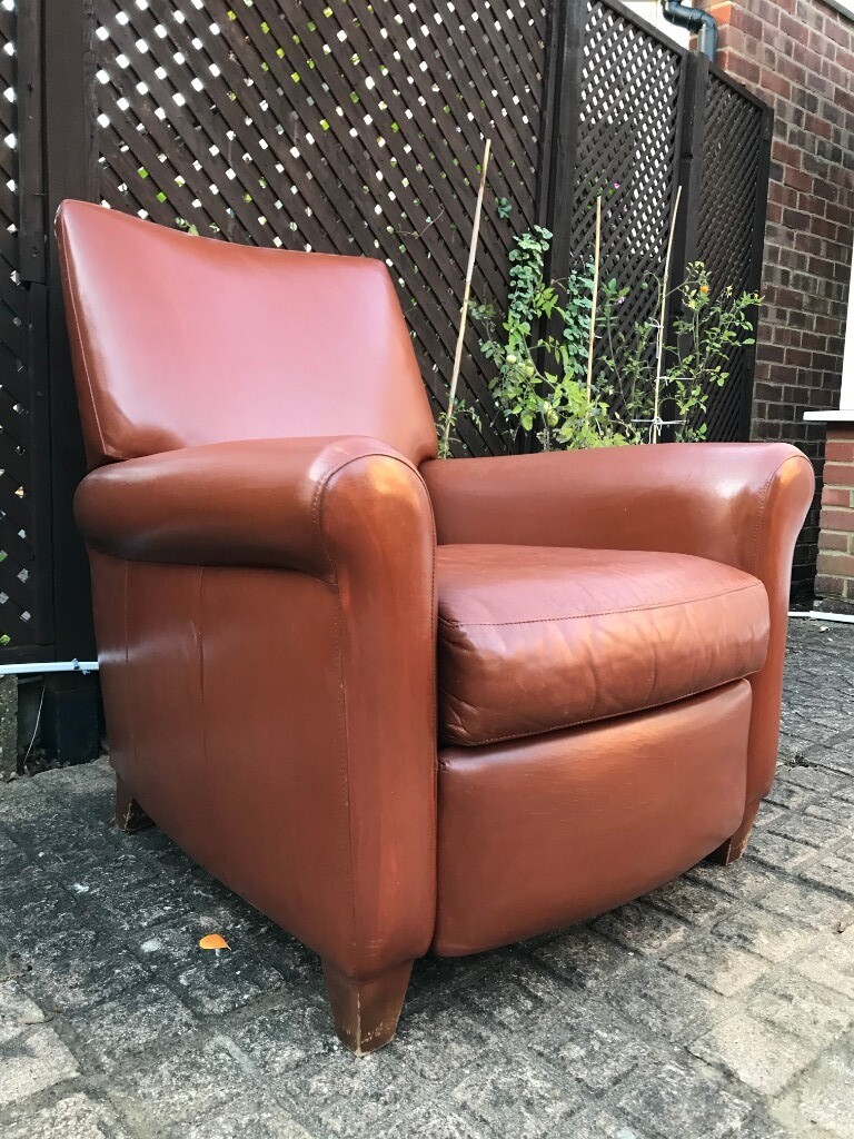 Great Quality & Genuine Leather Recliner Club Chair / Armchair by American Leather Vintage