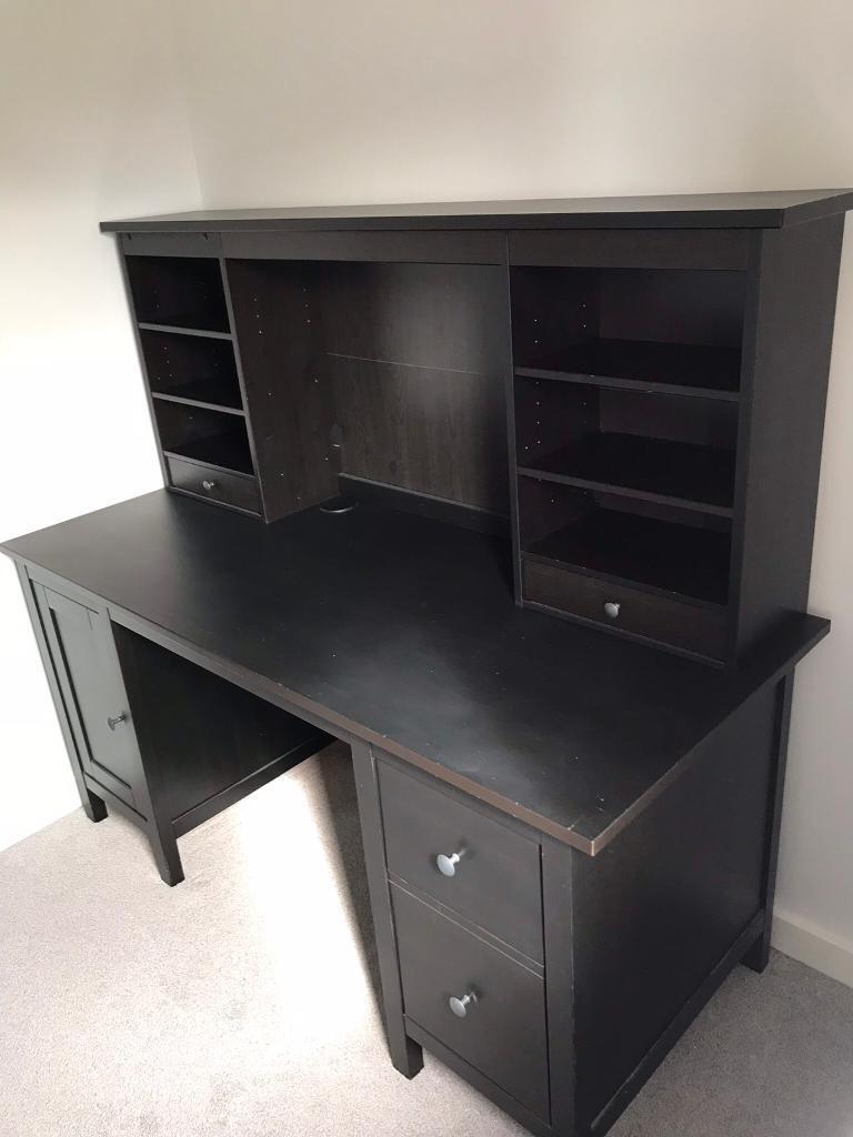 Ikea Hemnes Desk With Add On Unit In Black Brown In Wallsend