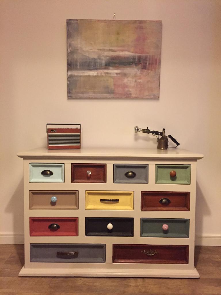 A Beautiful Fully Refurbished Funky Chic Multicoloured Chest Of