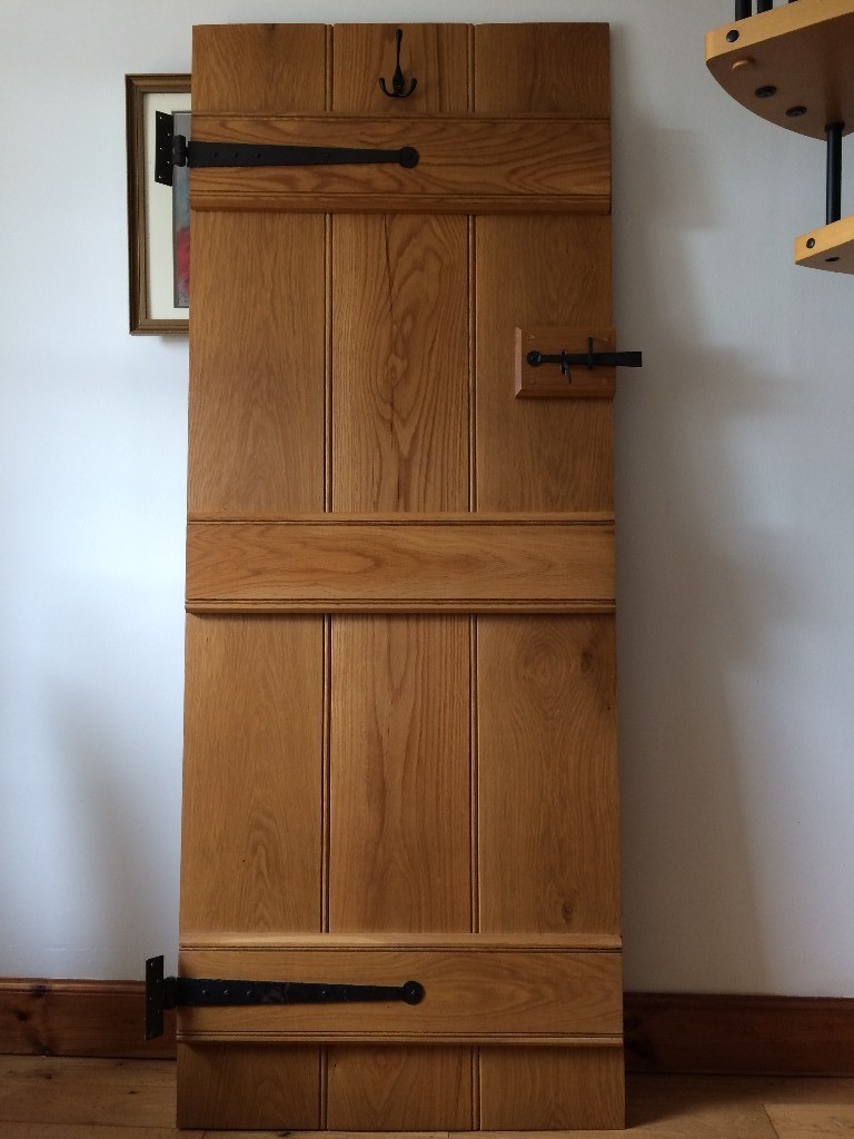 Solid Oak Ledge and Brace Door with hinges and latch in Leith