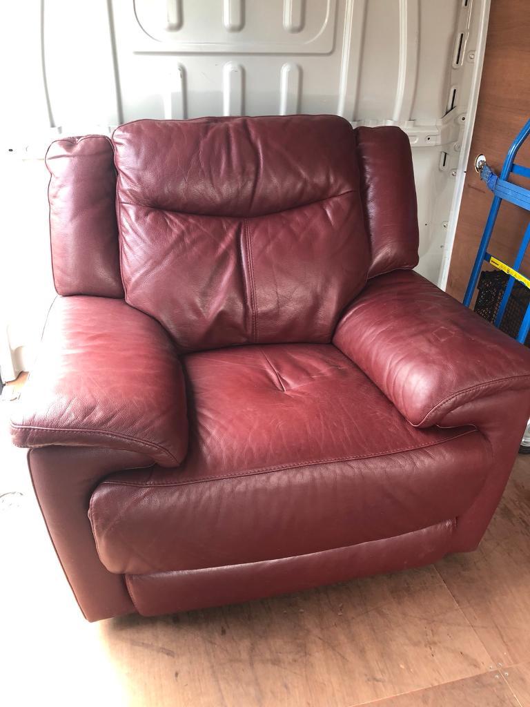 Red Leather Electric Recliner Armchair in Peacehaven, East Sussex