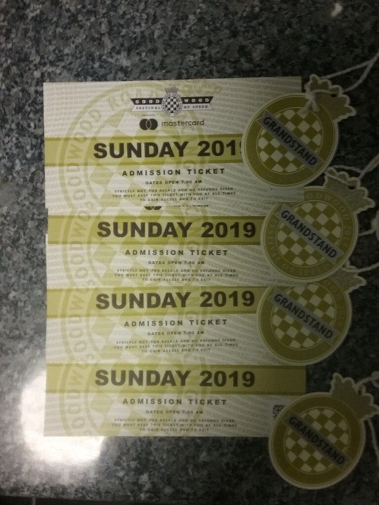 Goodwood festival of speed tickets 2019 Sundays general or grandstands avaliable in Selsey