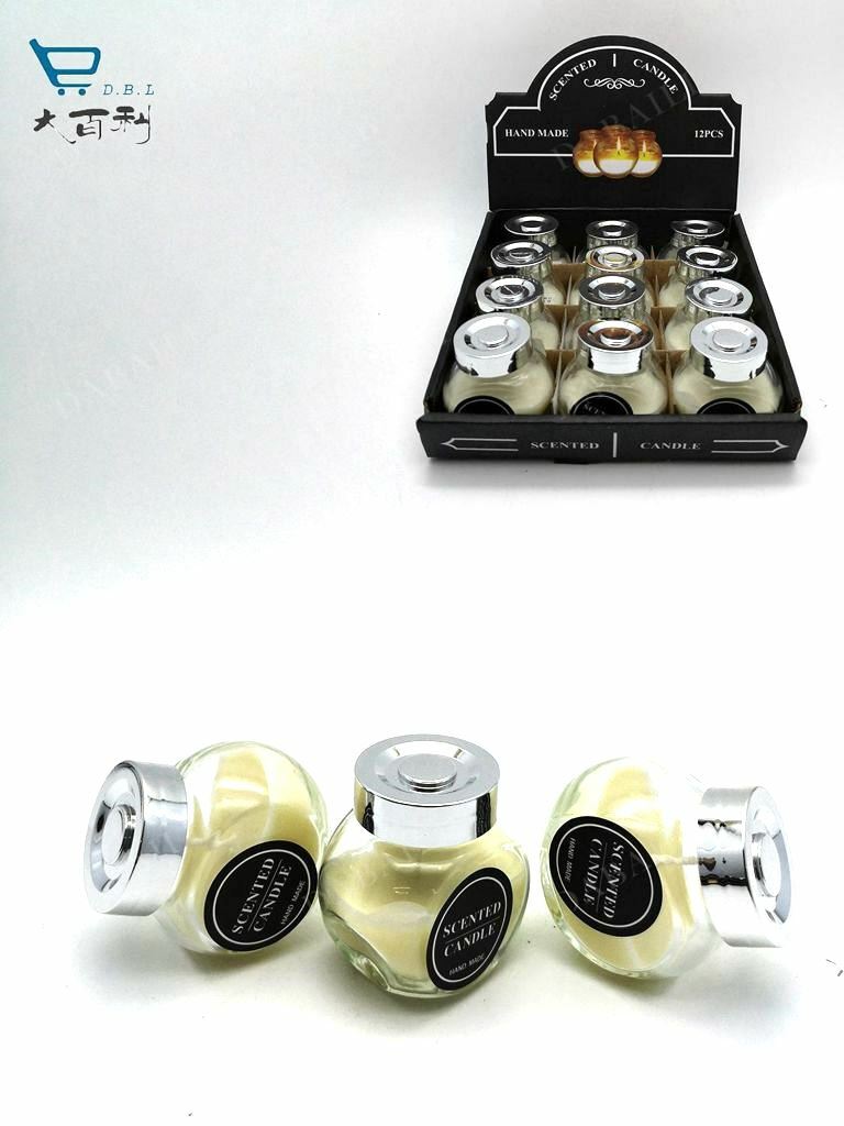 Set 12 Pezzi Candele in Barattolino Di Vetro Bianche Relax Cera Aroma bal