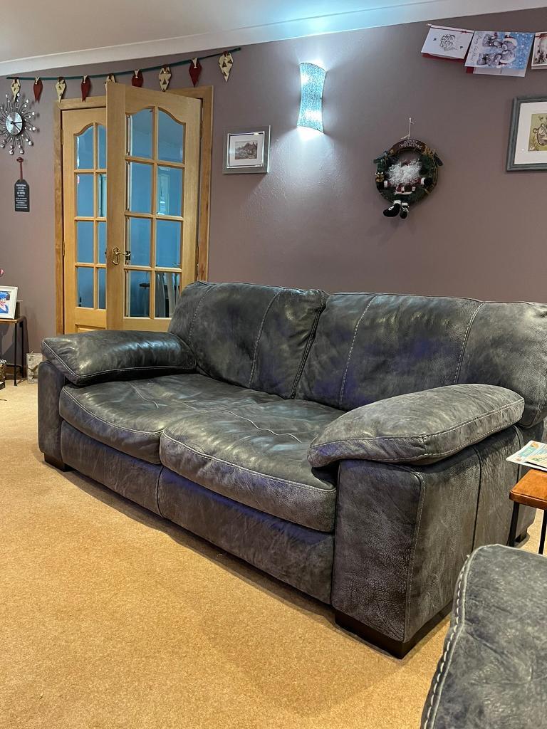 4seater sofa 2 seater sofa and large footstool from Sofology in grey