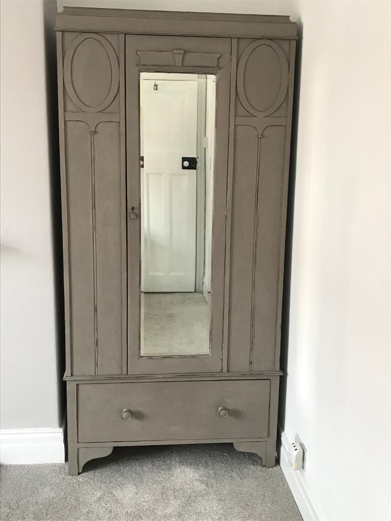 Vintage Grey Upcycled Solid Wood Single Door Wardrobe By Tom