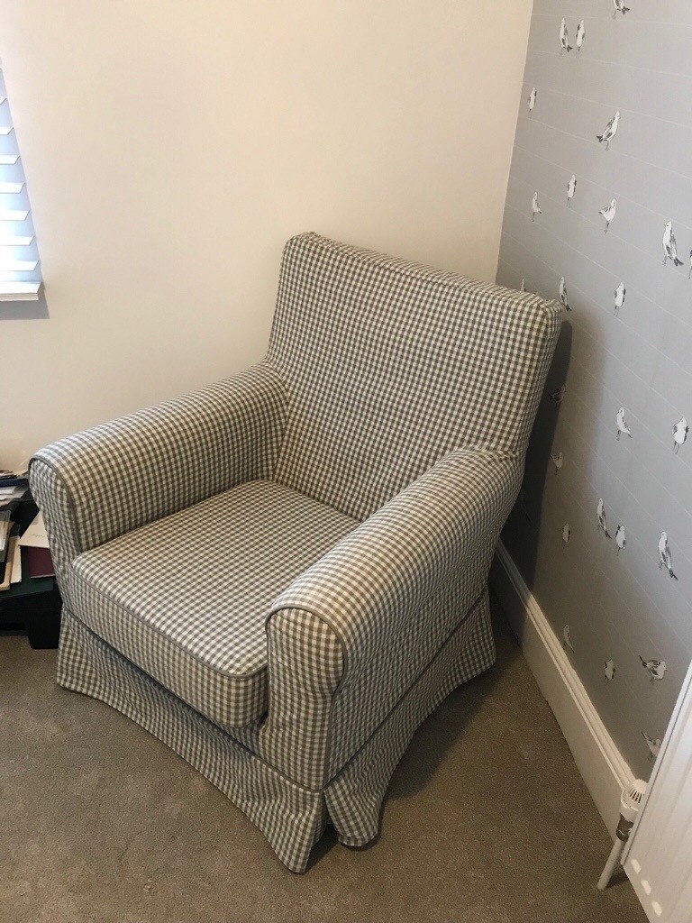 Armchair. Grey check armchair traditional style virtually new in