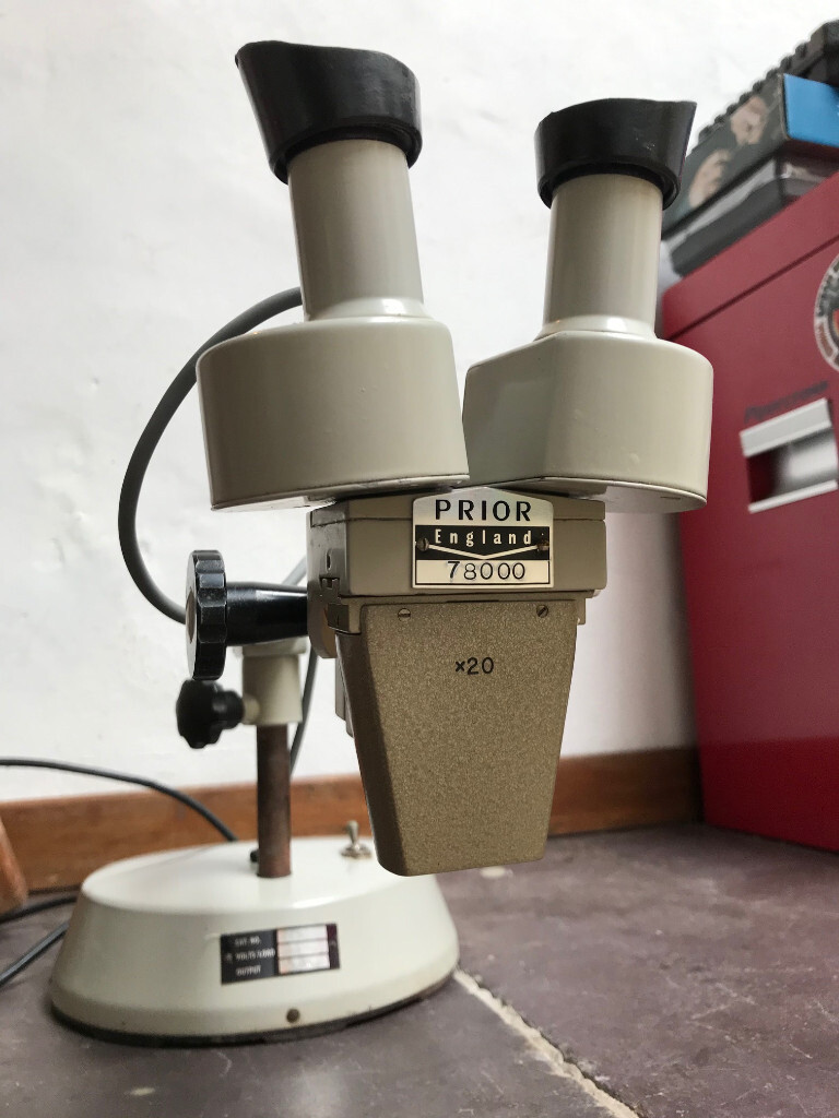 Vintage Prior Stereoscope/Binocular Microscope, 6V Illumination, 20x