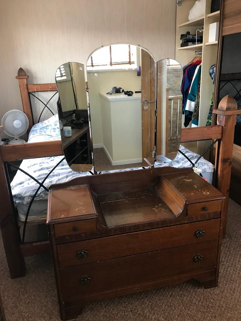 Solid wood Antique Dressing table. Collection only in Merthyr Tydfil