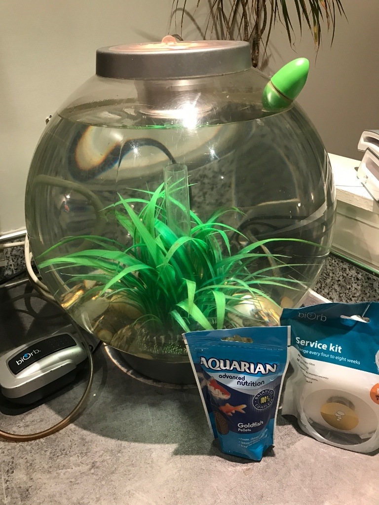 BiOrb 30L fish tank aquarium with Air Pump and Light + fish food pellets + new filter! in East