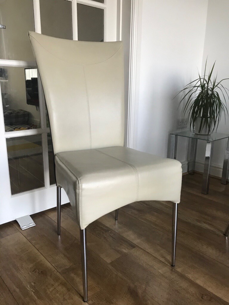4 cream faux leather dining chairs in Blackwood, Caerphilly Gumtree