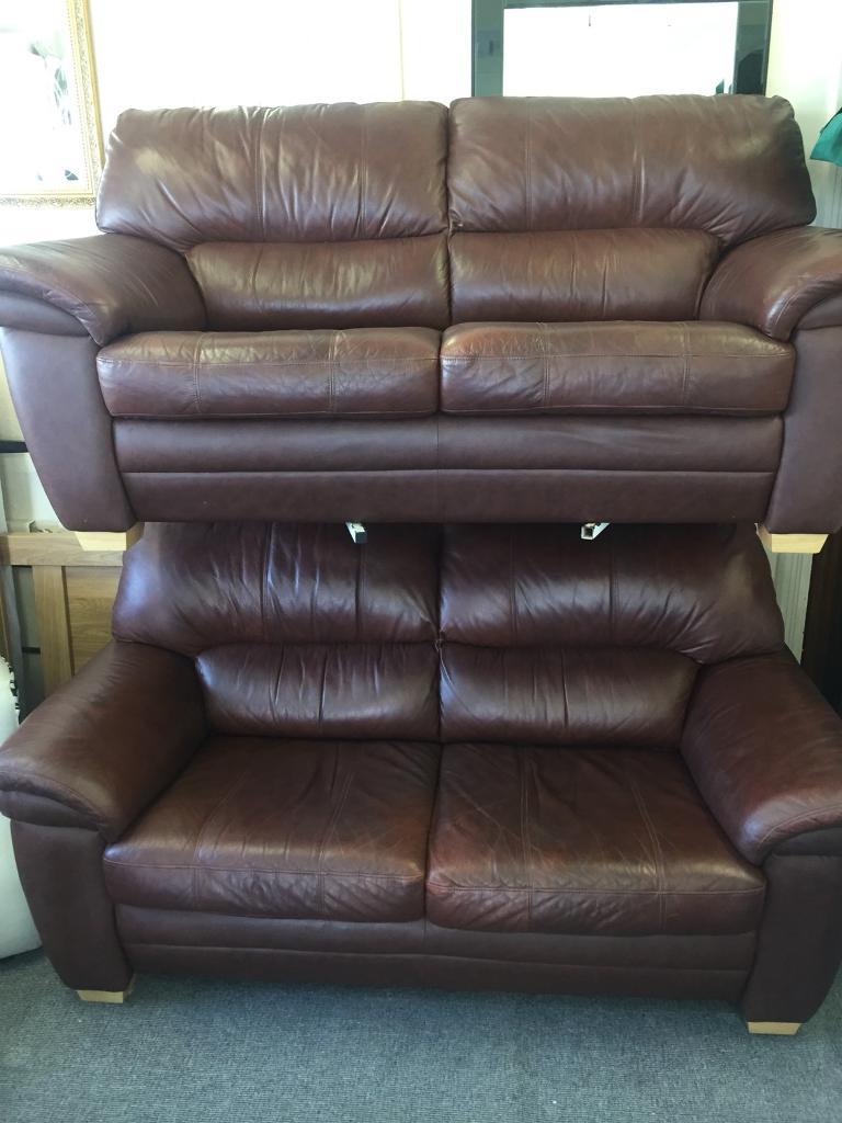 Harvey’s 2 x 2 Leather Sofas Ex Display in Portsmouth, Hampshire