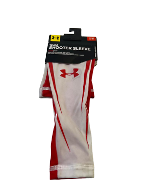 Under Armour Unisex Team Shooter Arm Sleeve White Red Small Medium