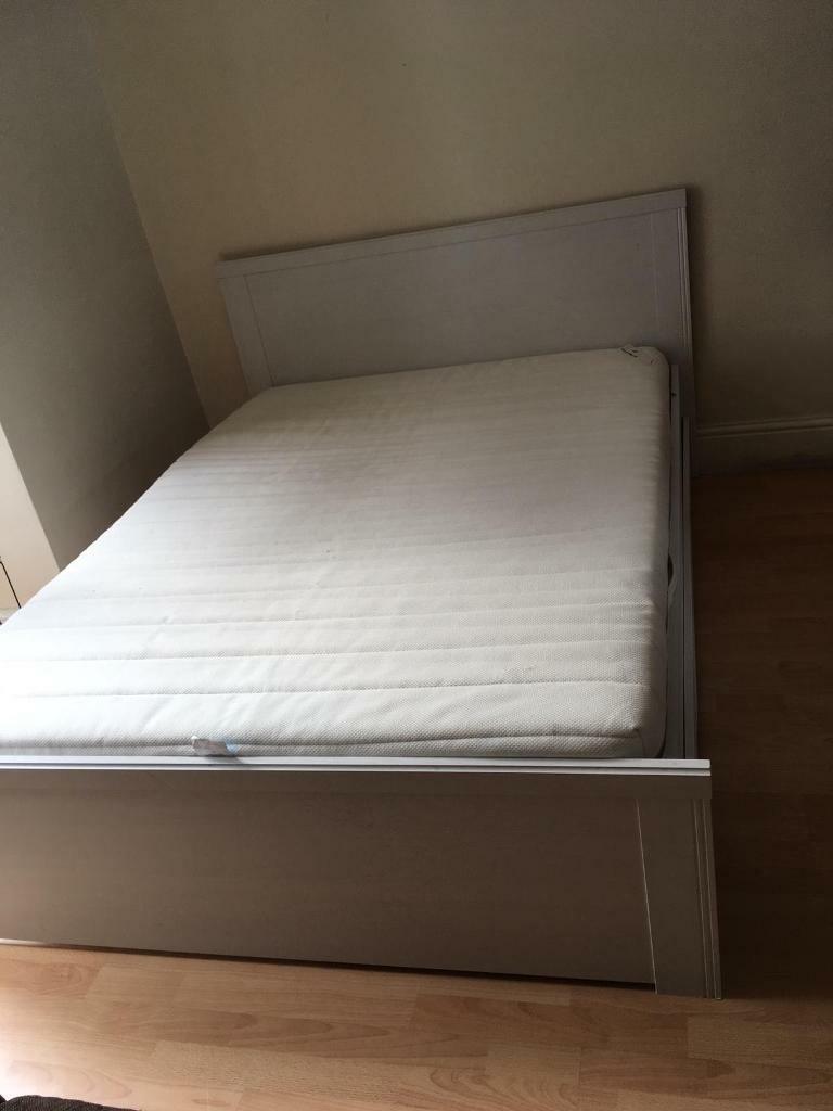 Ikea Brusali white double bed with 2 drawers in Cheetham Hill