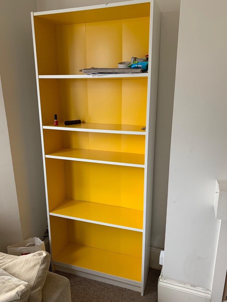 White and yellow Billy bookshelf | in Clapham, London ...