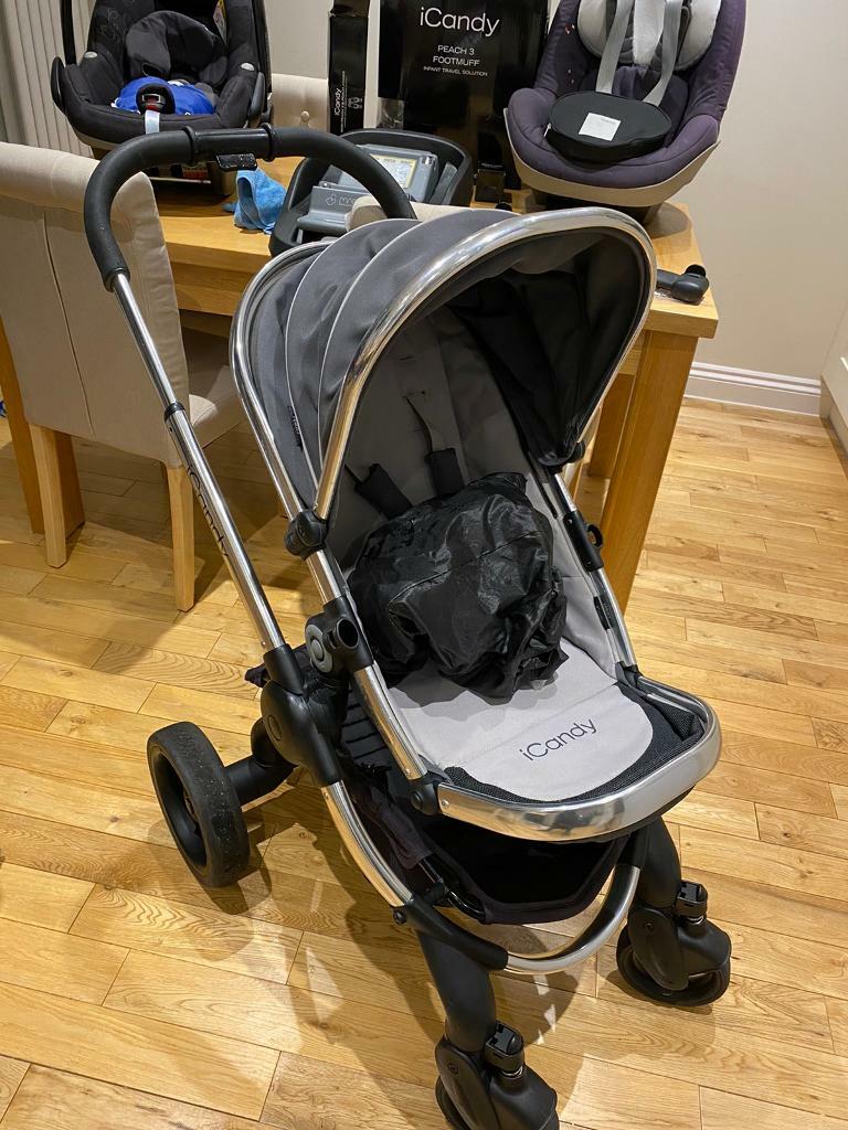 Icandy peach complete travel system pushchair pram carrycot extras in