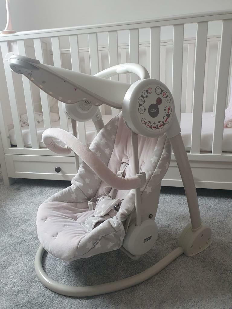 ** SOLD ** Mamas and Papas starlite grey baby swing chair, with lighting and sound. in