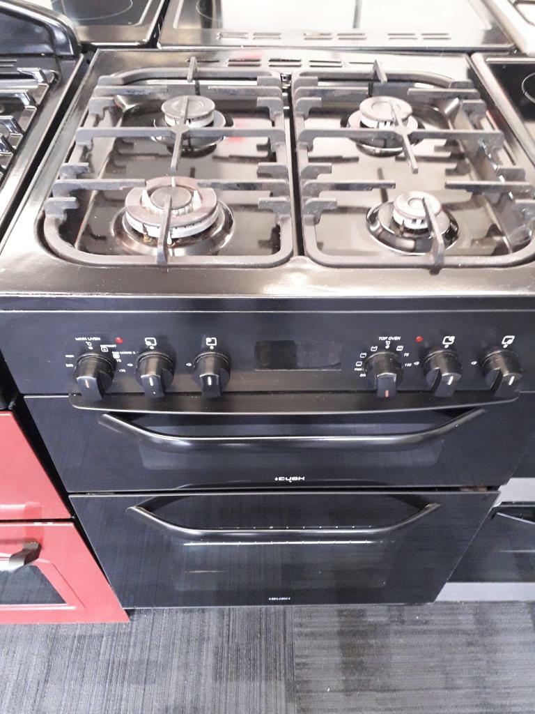 Electra duel fuel gas top double electric oven black cooker in