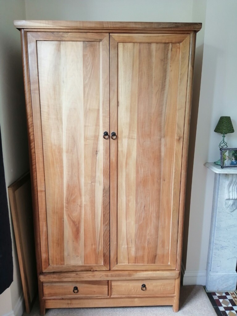Two Solid Wood Double Wardrobes 104cms By 204cms 55cms Two