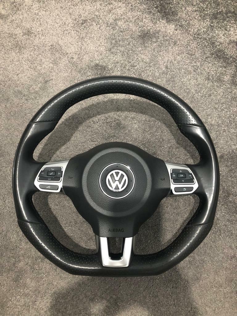 Vw GOLF MK6 STEERING WHEEL FLAT BOTTOM SCIROCCO GTI R T5 T6 CADDY