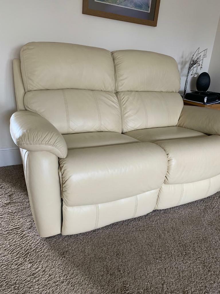 For Sale 2 DFS Reclining Cream Leather Sofas in Waterlooville