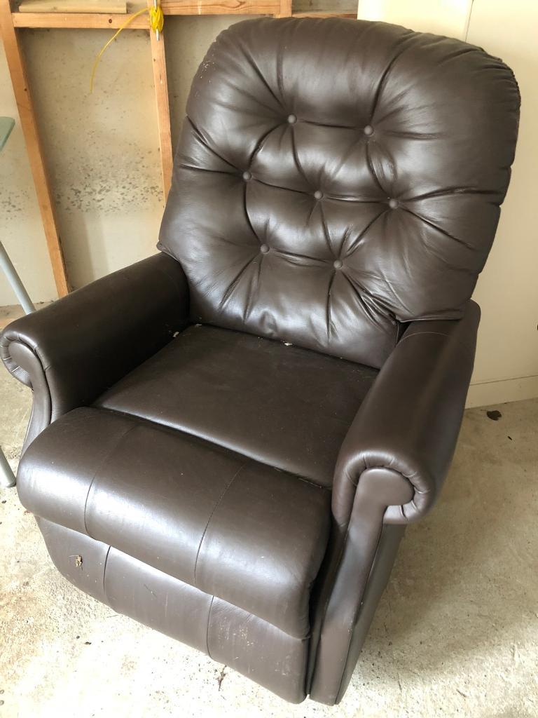 Brown Leather Electric Recliner Armchair in Coleraine, County