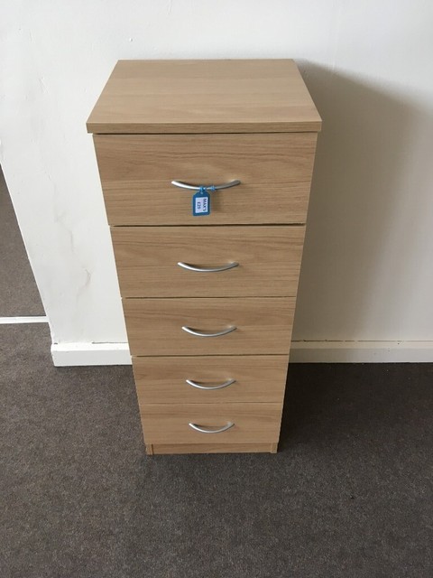 New Narrow Set Of 5 Drawers In Oak Effect In Loughborough