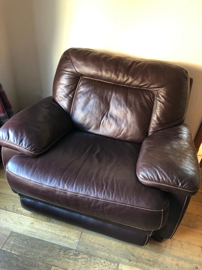 Leather sofa (2 seater, armchair and footstool) in Dunfermline, Fife