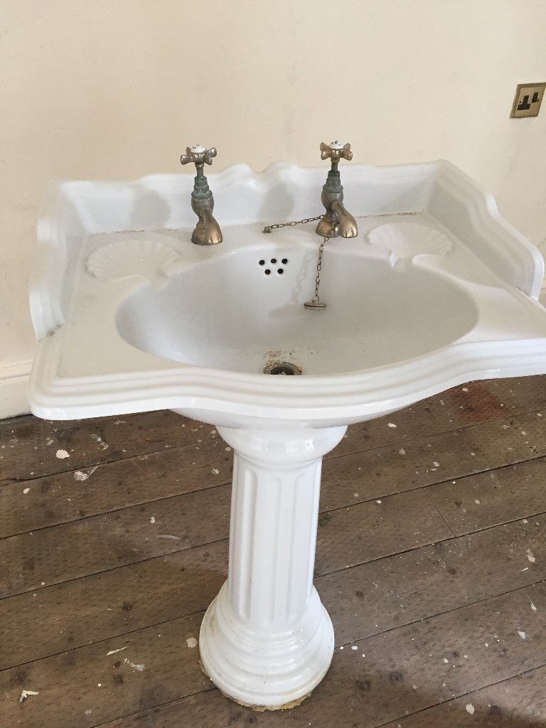 Reduced Price Antique sink/pedestal. Very detailed moulded shell soap