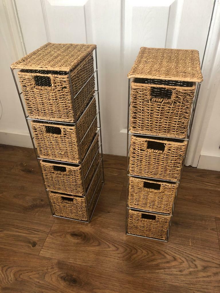Natural Woven Rush 4 Drawer Storage Units Please Read In Aspley