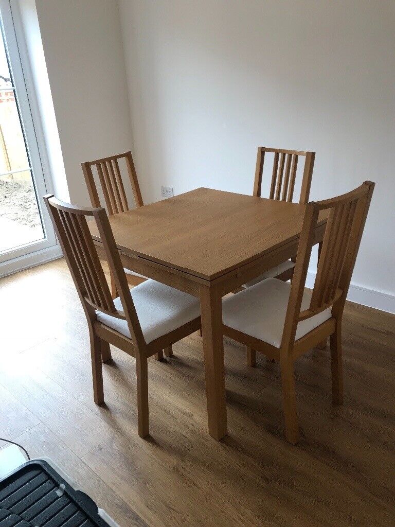 Ikea Dining Table with 4 chairs. Extendable Bjursta model | in Ringwood