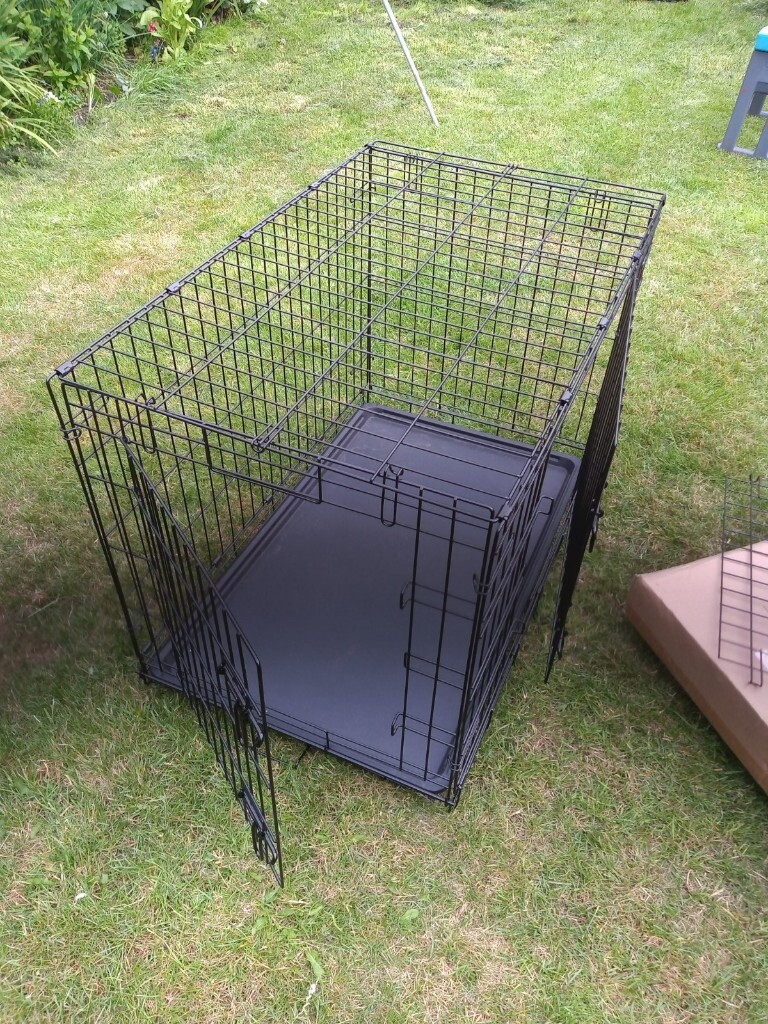 METAL DOG CRATE (large)AmazonBasics DoubleDoor Folding Metal Dog Crate, Black, 36inch in