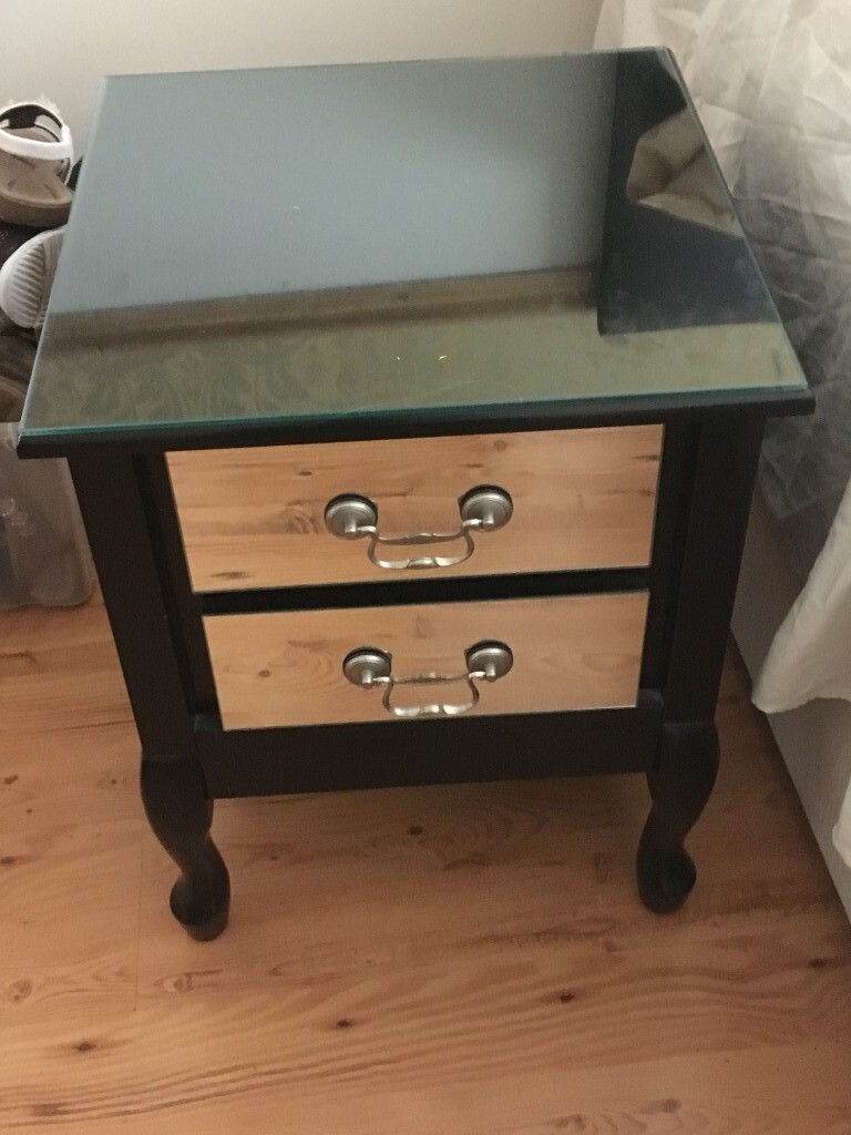 Black Glass Topped Bedside x2 in Llanedeyrn, Cardiff Gumtree