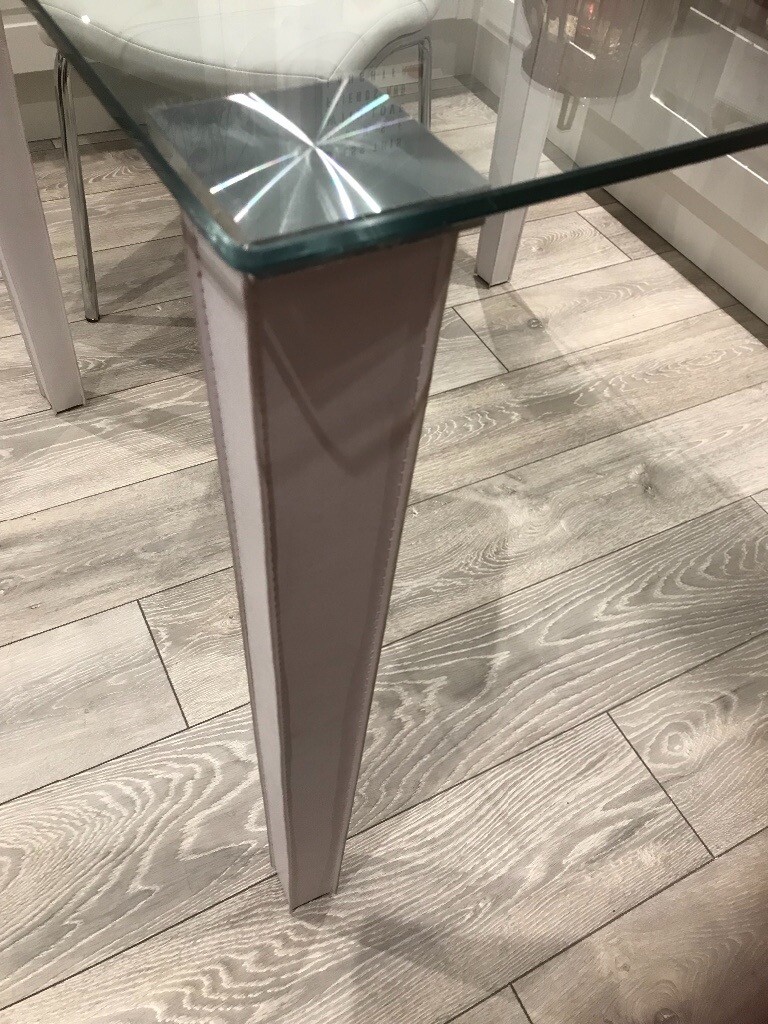 Glass Dining Table And 4 White Chairs Perfect Condition In Irvine North Ayrshire Gumtree