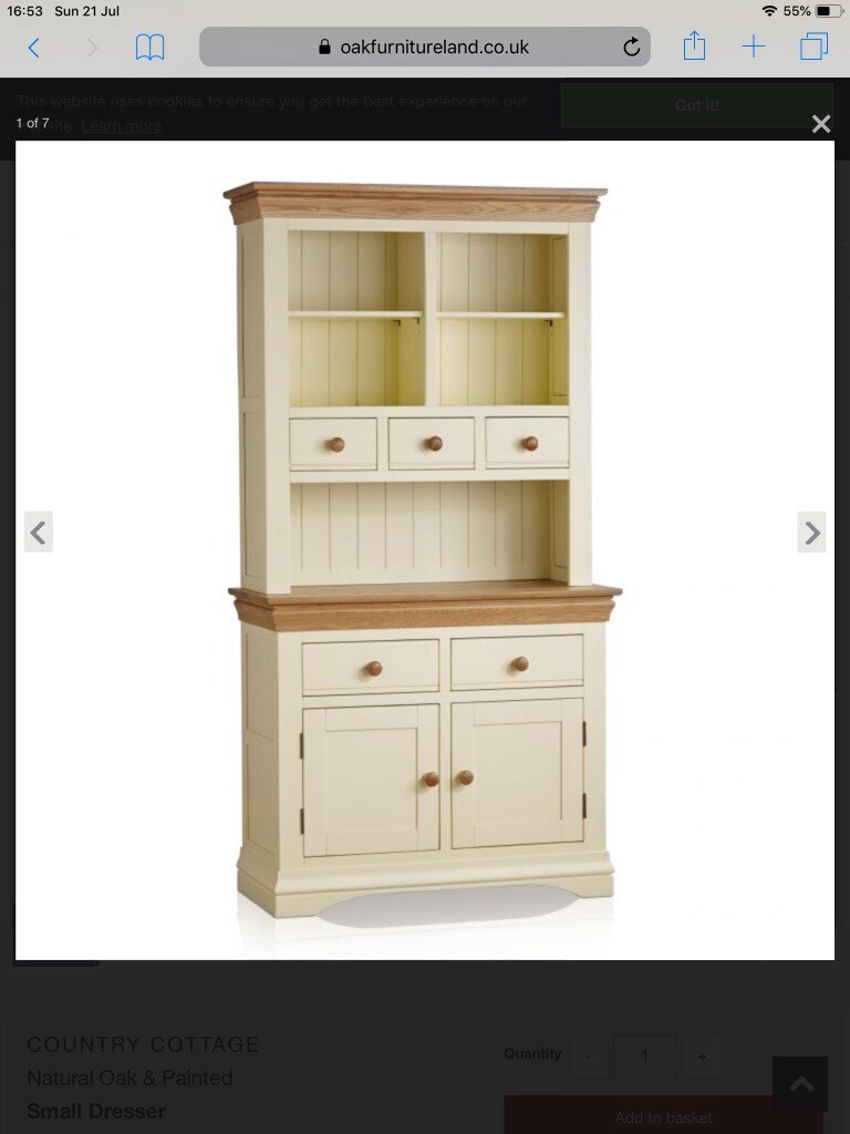 Cream Oak Furniture Land Dresser. Solid Wood. in Rochester, Kent