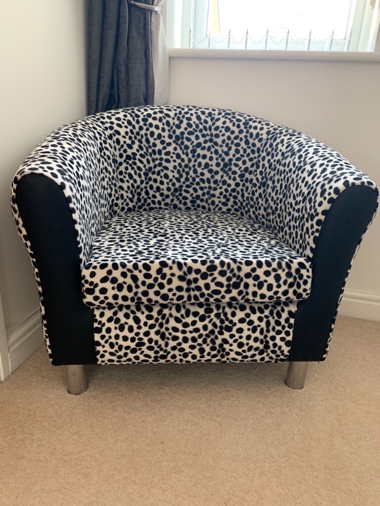 Tub chair black & white leopard print in Teignmouth, Devon Gumtree