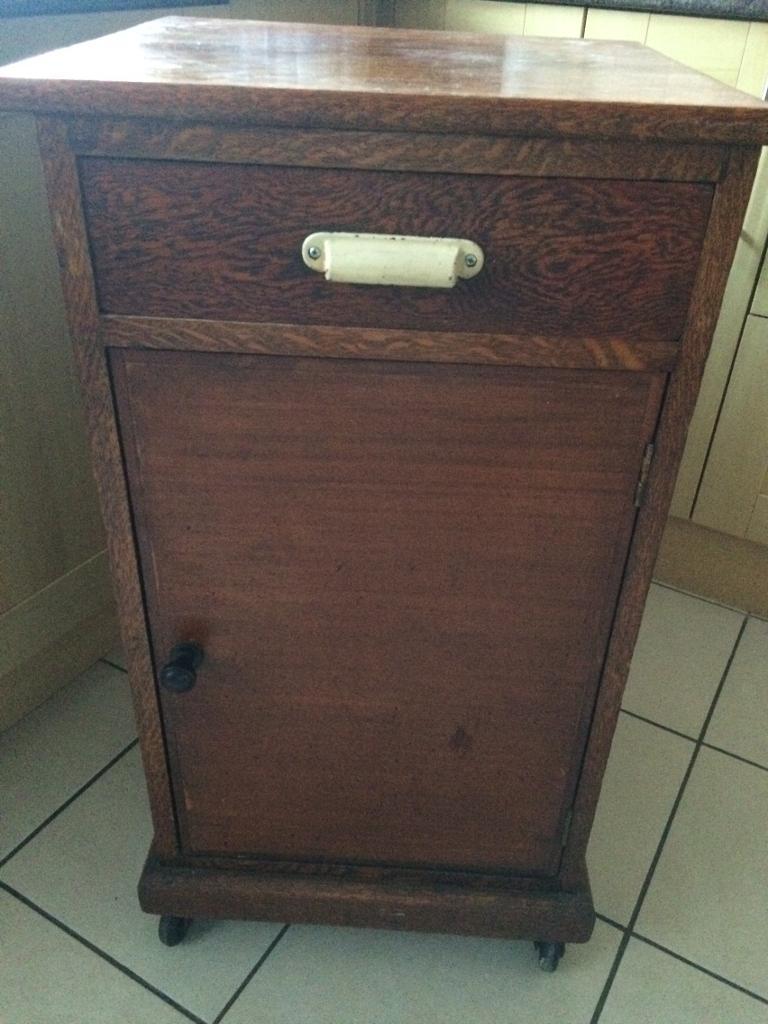 Vintage retro antique hospital bedside table shelves drawers