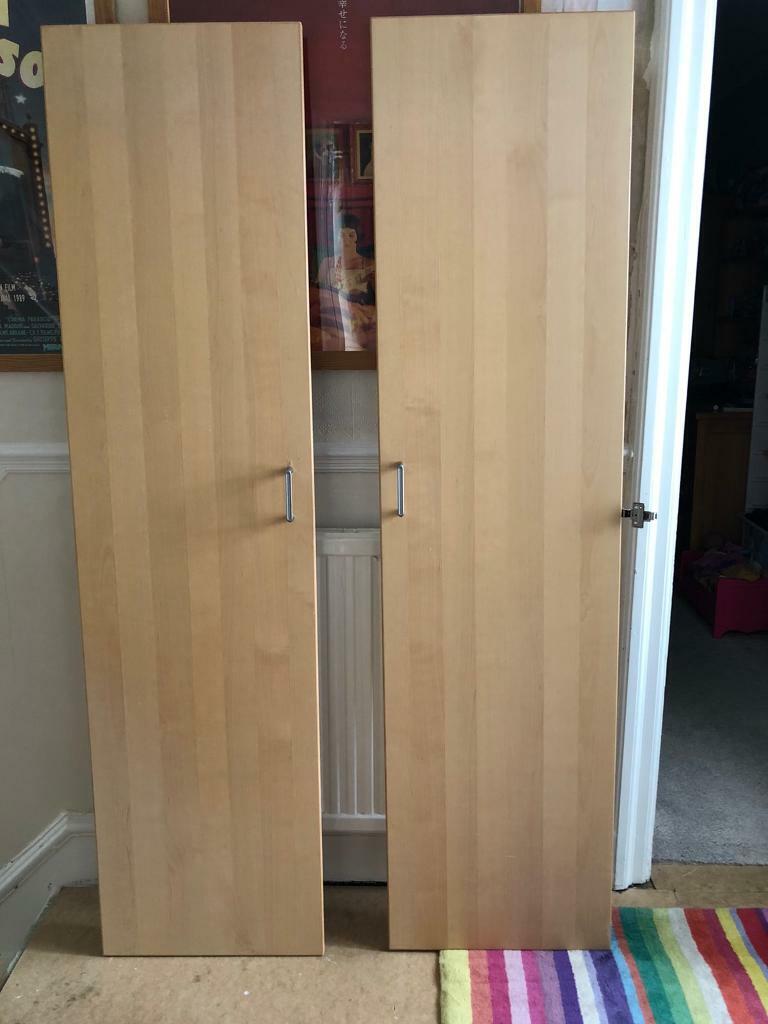 Ikea pax wardrobe doors x 2 Forsand 50x195cm beech/pine effect in