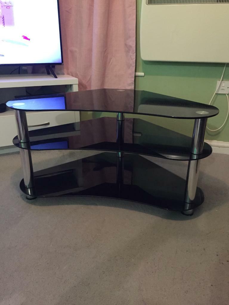 Curved TV Stand Glass Table Televisions 27 to 48 Inch Black in Crowthorne, Berkshire Gumtree