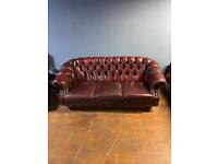 Very nice Oxblood leather chesterfield 3 seater sofa 