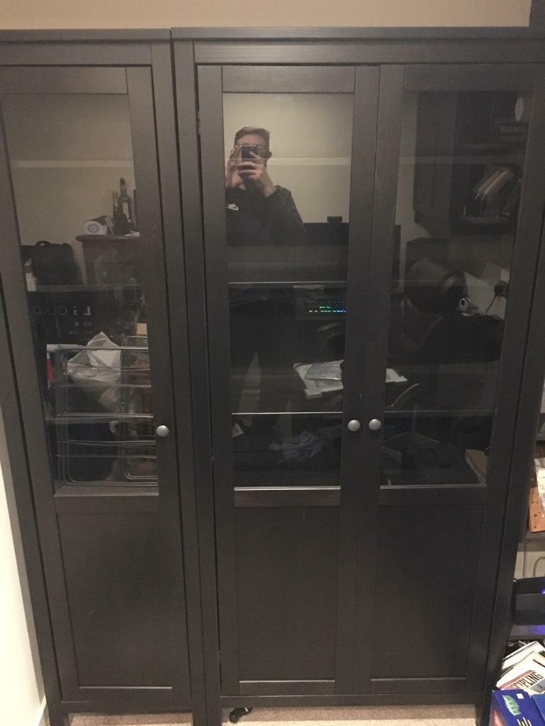 Ikea Hemnes bookcase glass doors (black brown) in Southside, Glasgow