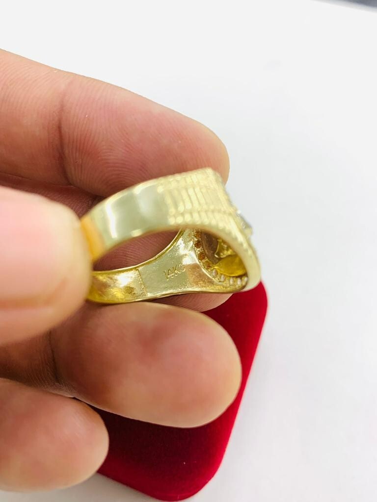 Pre-owned Isasjewelry 14k Yellow Gold Cz Medusa Band Statement Men's Ring Anillo De Medusa En Oro Real In White