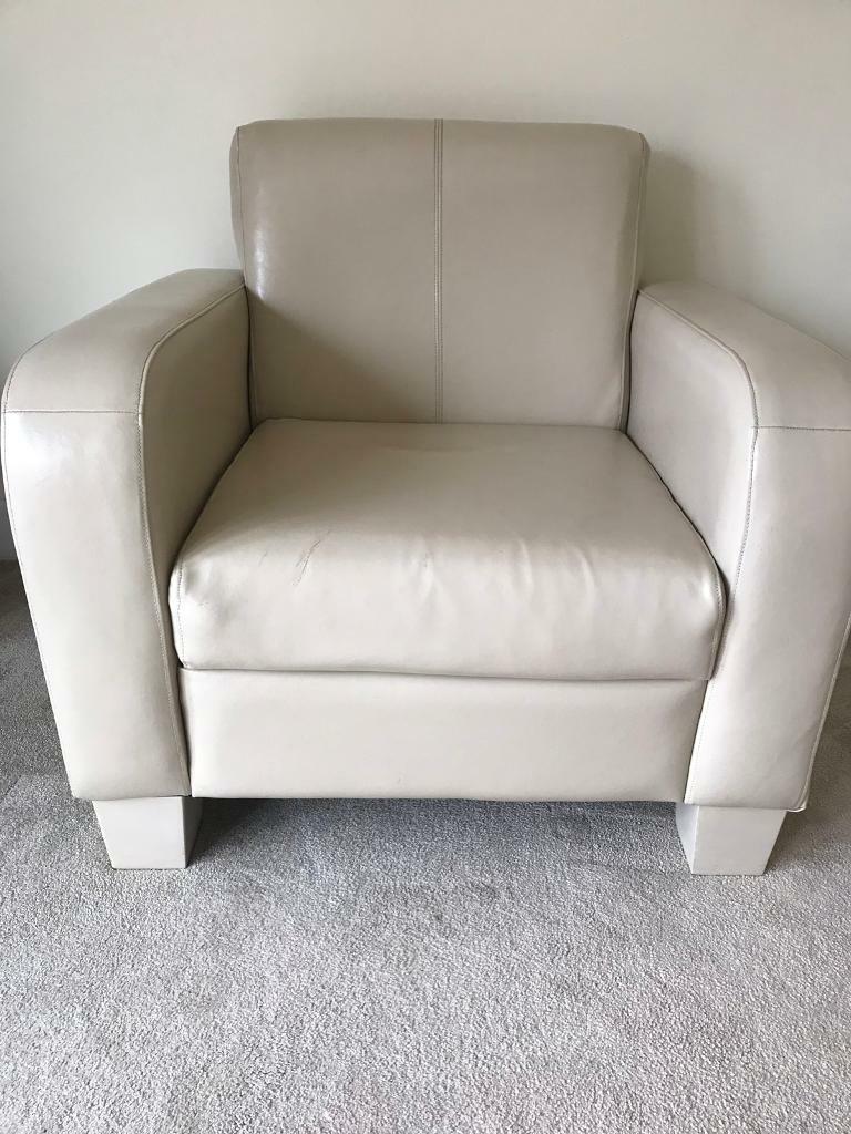 Modern Classic Design Cream Leather Armchair in BurtononTrent
