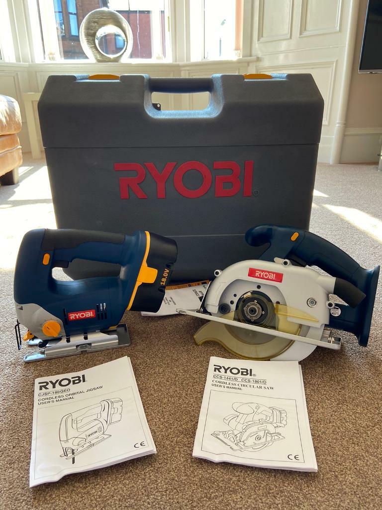 RYOBI CCS1801/D CORDLESS 18v CIRCULAR SAW & RYOBI CJSP180QEO CORDLESS