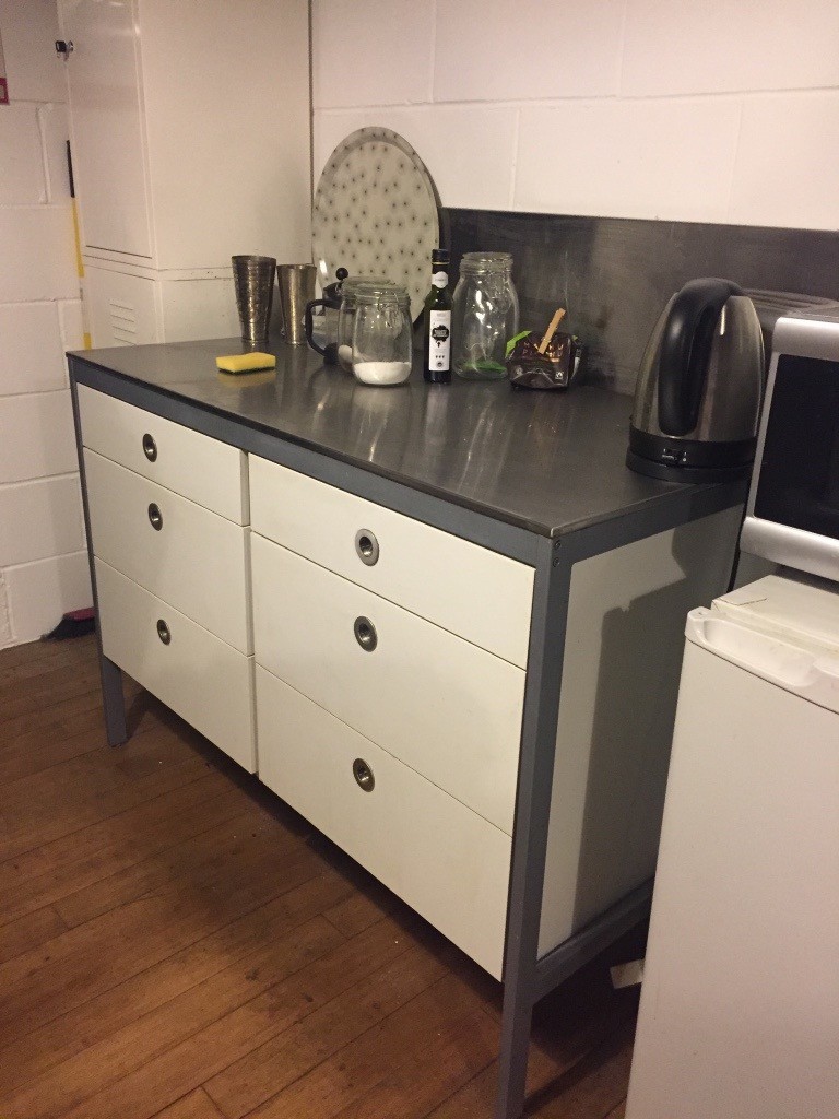 Ikea kitchen Unit with Stainless steel work-top & splash-back | in